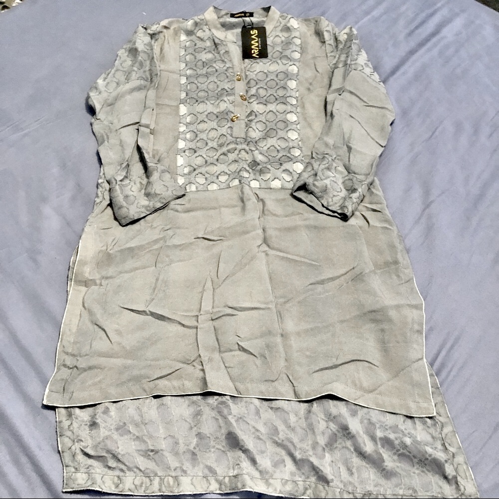 Armas by Kap Lifestyle 3 Piece Kurta Shameez & Trouser Color Grey Size Medium